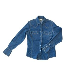Rockies Vintage Square Snap Button Up Denim Shirt